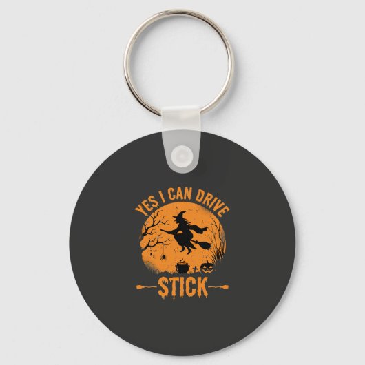 Halloween Heks Drive Stick Grafisch_1 Sleutelhanger (Voorkant)