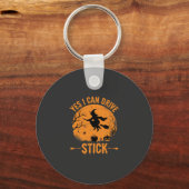Halloween Heks Drive Stick Grafisch_1 Sleutelhanger (Voorkant)