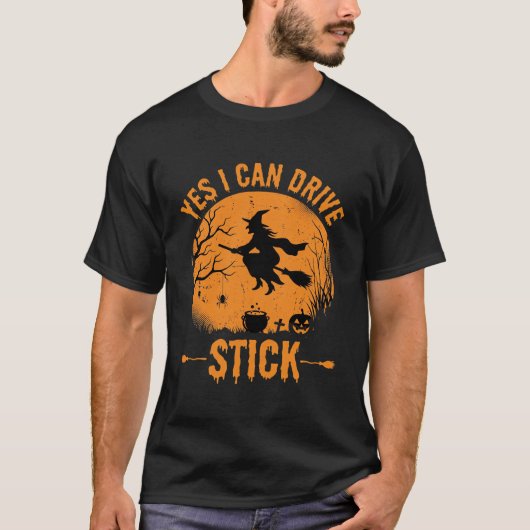 Halloween Heks Drive Stick Grafisch_1 T-shirt (Voorkant)