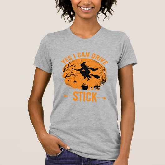 Halloween Heks Drive Stick Grafisch_1 T-shirt (Voorkant)