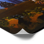 Halloween, heks, duivel, maan, geest, bat, pompoen poster (Hoek)