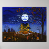 Halloween, heks, duivel, maan, geest, bat, pompoen poster (Voorkant)