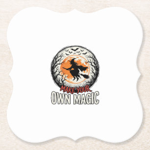 Halloween Heks Eigen Magie Vintage Shirt Ontwerp_1 Kartonnen Onderzetters