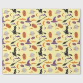 Halloween heks en bezem naadloos inpakpapier (Vlak)