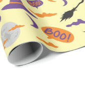 Halloween heks en bezem naadloos inpakpapier (Rol Hoek)