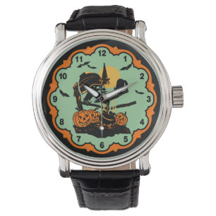  Halloween Heks en Black Cats Horloge