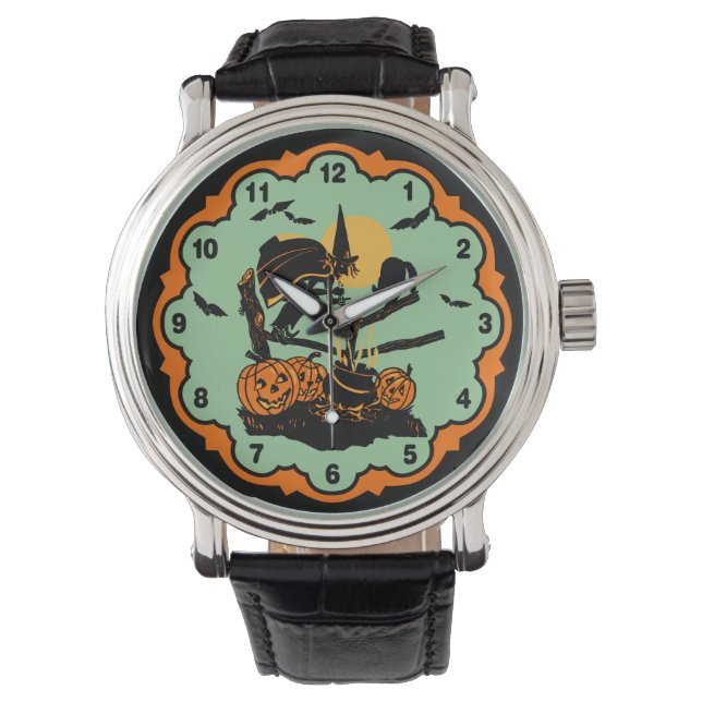  Halloween Heks en Black Cats Horloge (Voorkant)