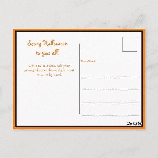 Halloween heks en gekke glimlach pompoen briefkaart (Achterkant)