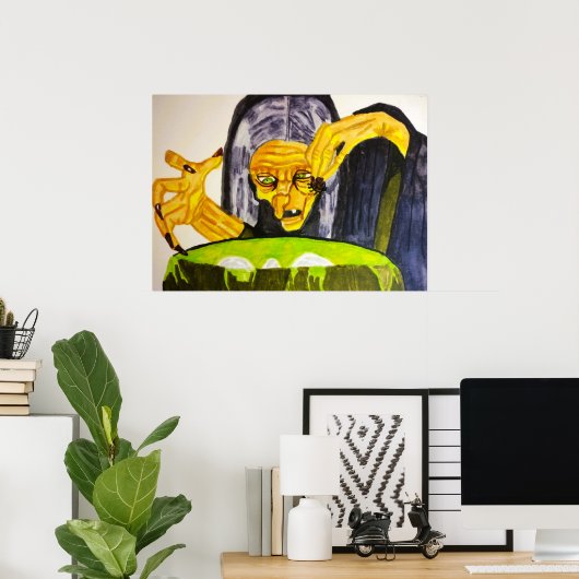 HALLOWEEN HEKS EN HAAR KETEL POSTER (Thuiskantoor)
