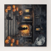 Halloween Heks en Haunted House Legpuzzel (Horizontaal)