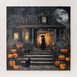 Halloween Heks en Haunted House Legpuzzel