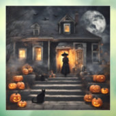 Halloween Heks en Haunted House Raamsticker (Vel 3)
