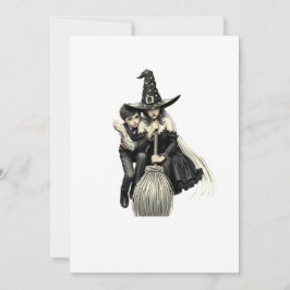 Halloween Heks en Jongen: Donkere Magie Duo Kaart