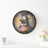 Halloween Heks en Kat Fantasie Kunst Klok (Huis)