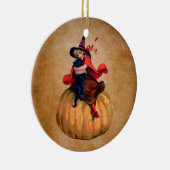  Halloween heks en kat Keramisch Ornament (Rechts)