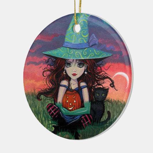 Halloween heks en kat Ornament (Links)