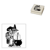  Halloween Heks en Kat Stamp Rubberstempel (Gestempeld)