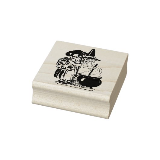  Halloween Heks en Kat Stamp Rubberstempel (Stempel)