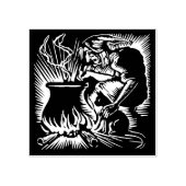  Halloween Heks en Kat Stamp Rubberstempel (Afrduk)