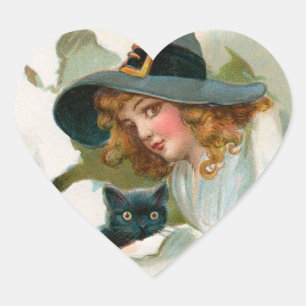 Halloween Heks en Kat Stickers