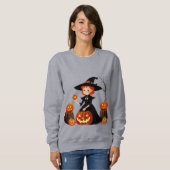 Halloween Heks En Pompoen Oogst Pret Trui (Voorkant volledig)