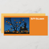 Halloween heks en pompoenen kaart (Voorkant / Achterkant)