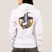 Halloween Heks en Skelet Realistische Pencil Art Hoodie (Achterkant)