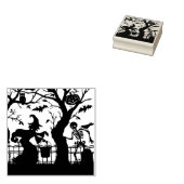  Halloween Heks en Skelet Rubberstempel (Gestempeld)
