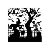  Halloween Heks en Skelet Rubberstempel (Afrduk)
