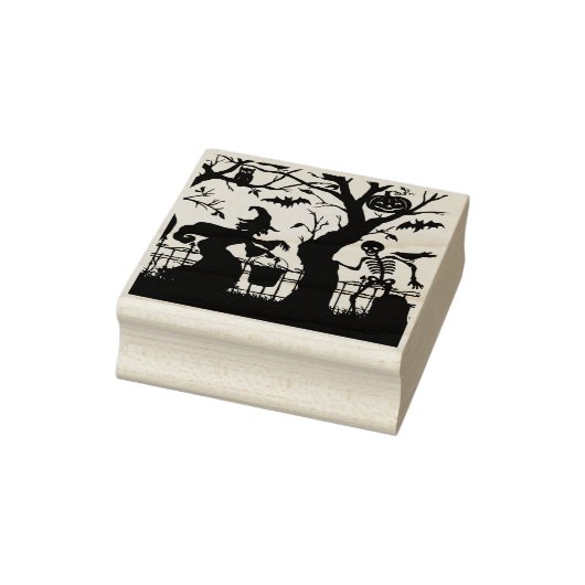  Halloween Heks en Skelet Rubberstempel (Stempel)
