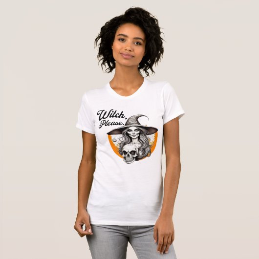 Halloween Heks en Skeleton Heks alsjeblieft T-shirt (Voorkant volledig)