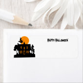 Halloween heks en spookhuis etiket (Insitu)