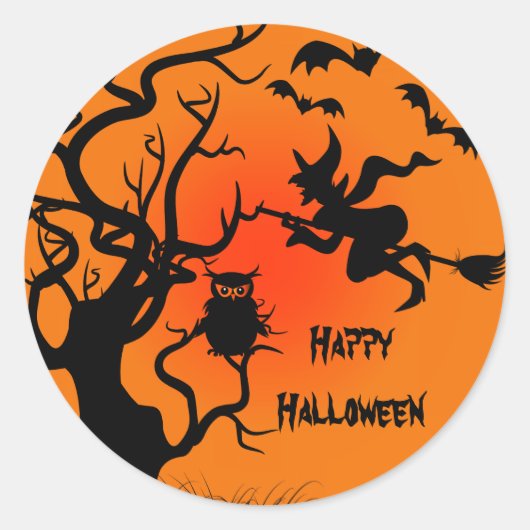 Halloween heks en uil Halloween Stickers (Voorkant)