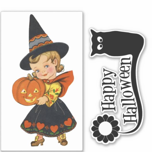 Halloween heks en uil sticker (Voorkant)