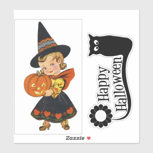 Halloween heks en uil sticker (Vel)