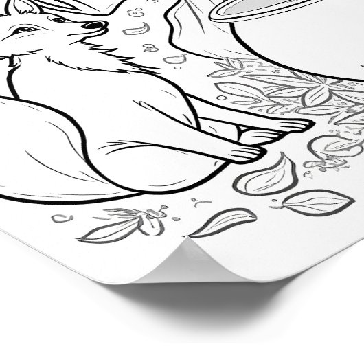 Halloween heks en vossen kleurplaat poster (Hoek)