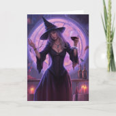 Halloween Heks en Wijn Grappige Mooie Heks Kaart (Voorkant)