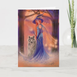 Halloween heks- en wolf-kaart van Renee Lavoie Kaart