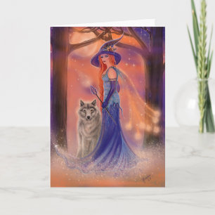 Halloween heks- en wolf-kaart van Renee Lavoie Kaart