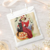  Halloween-heks en zwarte kat Bedankzakje (Geknipt)