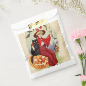  Halloween-heks en zwarte kat Bedankzakje (Gezegeld)