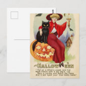 Halloween-heks en zwarte kat Briefkaart (Voorkant / Achterkant)