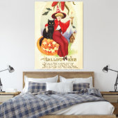  Halloween-heks en zwarte kat Canvas Afdruk (Insitu (Slaapkamer))