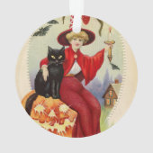  Halloween-heks en zwarte kat Ornament (achterkant)