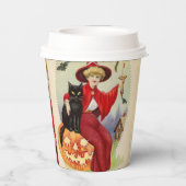  Halloween-heks en zwarte kat Papieren Bekers (Achterkant)