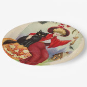  Halloween-heks en zwarte kat Papieren Bordje (Gekanteld)