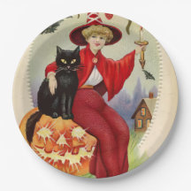 Halloween-heks en zwarte kat