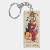  Halloween-heks en zwarte kat Sleutelhanger (Voorkant Links)