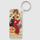  Halloween-heks en zwarte kat Sleutelhanger (Achterkant)