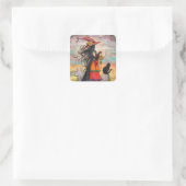 Halloween Heks en Zwarte Kat Stickers (Tas)